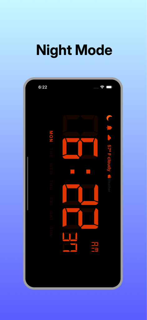 Local Forecast Clock-Portable - Gran reloj digital naranja y pantalla meteorológica en modo nocturno