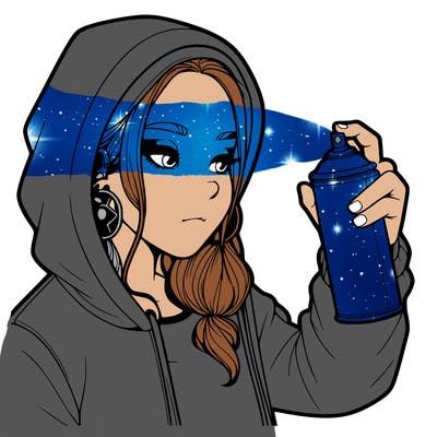 a realistic girl, spray painting