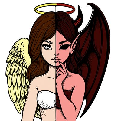 realistic angel half demon