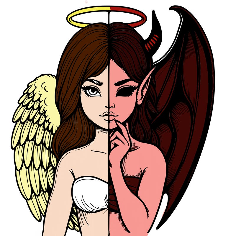 realistic angel half demon