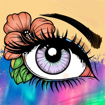 realistic eye with flower