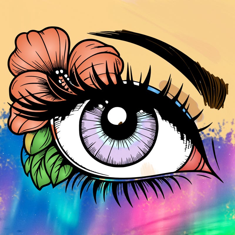 realistic eye with flower