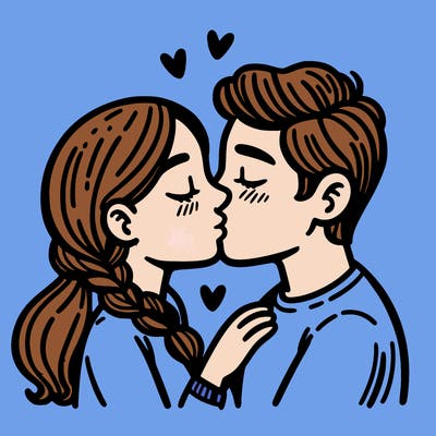 2 people kissing