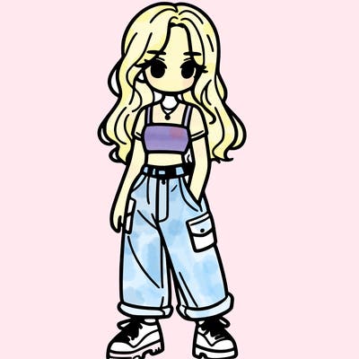 girl in crop top and baggy pants
