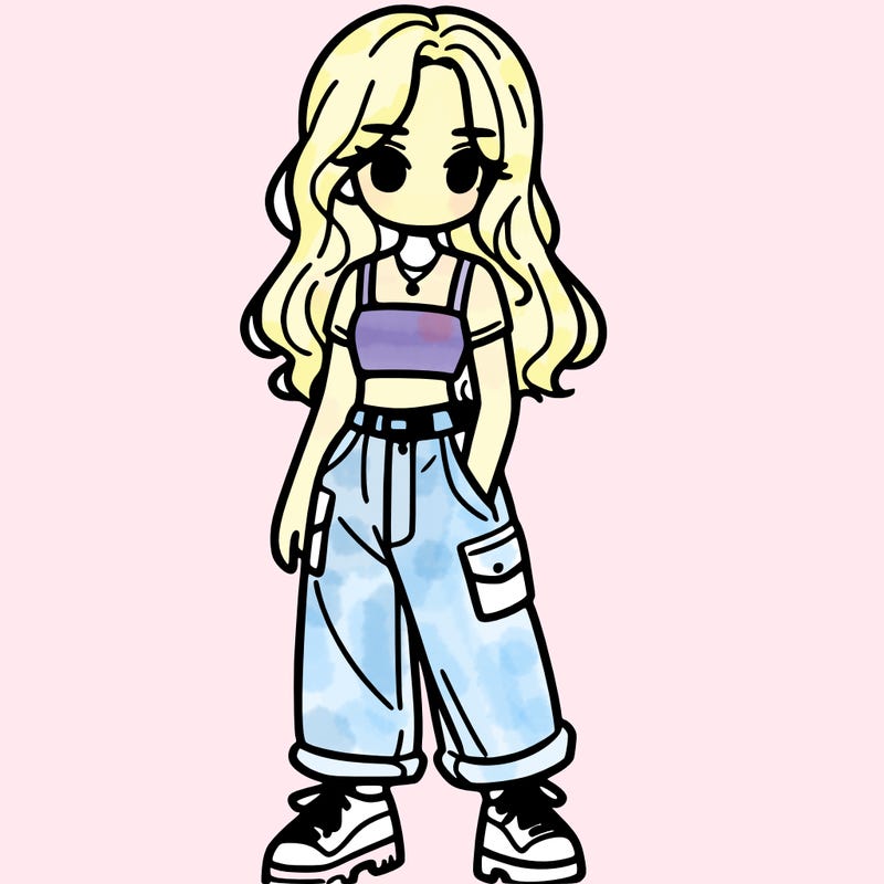 girl in crop top and baggy pants