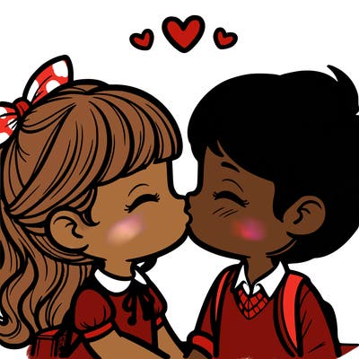 boy and girl kissing