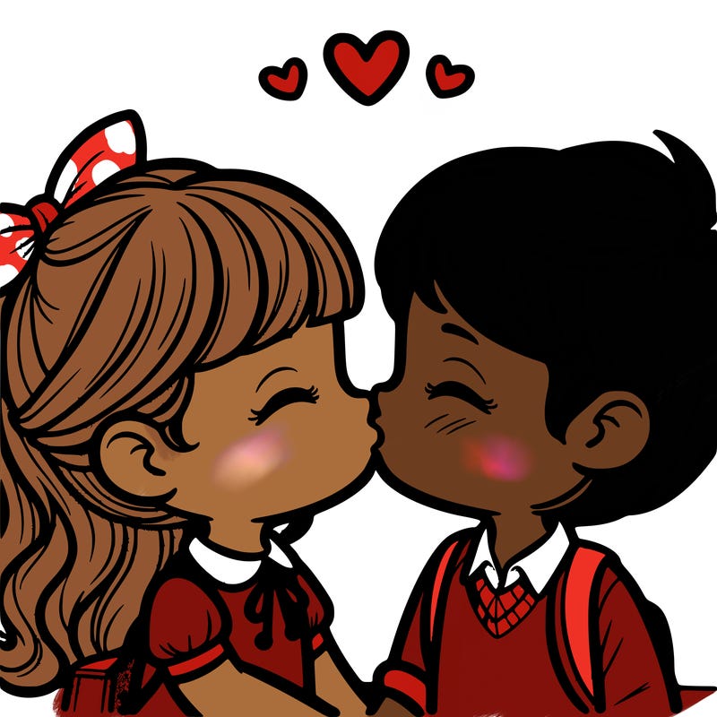 boy and girl kissing
