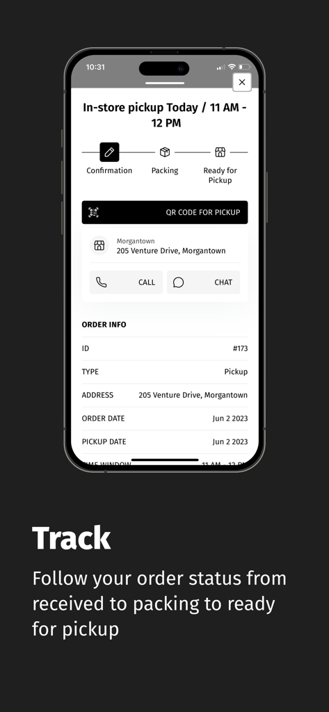 Zen Leaf+ - Écran de l'application Zen Leaf plus montrant le suivi des commandes en temps réel pour le ramassage en magasin