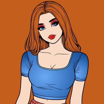 realistic girl with crop top