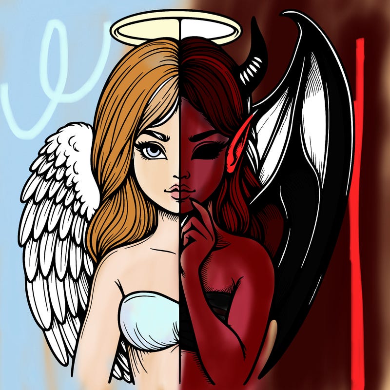 realistic angel half demon