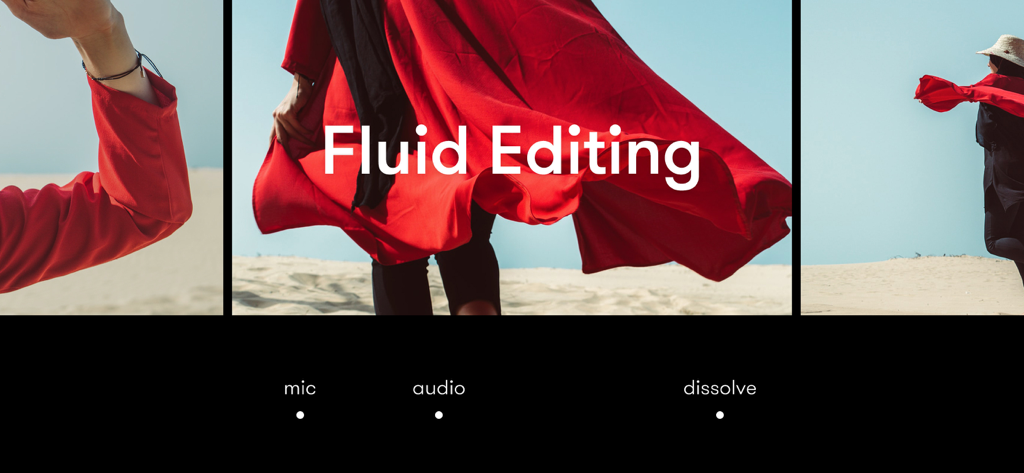 Nizo - Video Editor & Camera - Nizo app interface for cinematic video editing featuring the text Fluid Editing