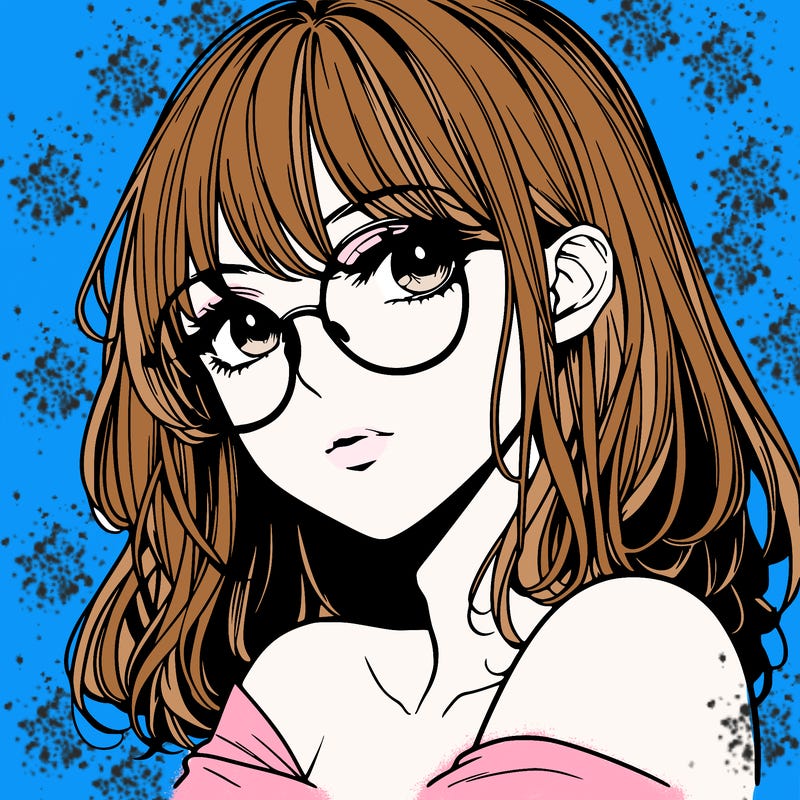 manga woman character with glasses and nice lips
