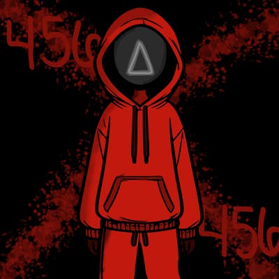 faceless girl in a tracksuit with a hood on and no hair