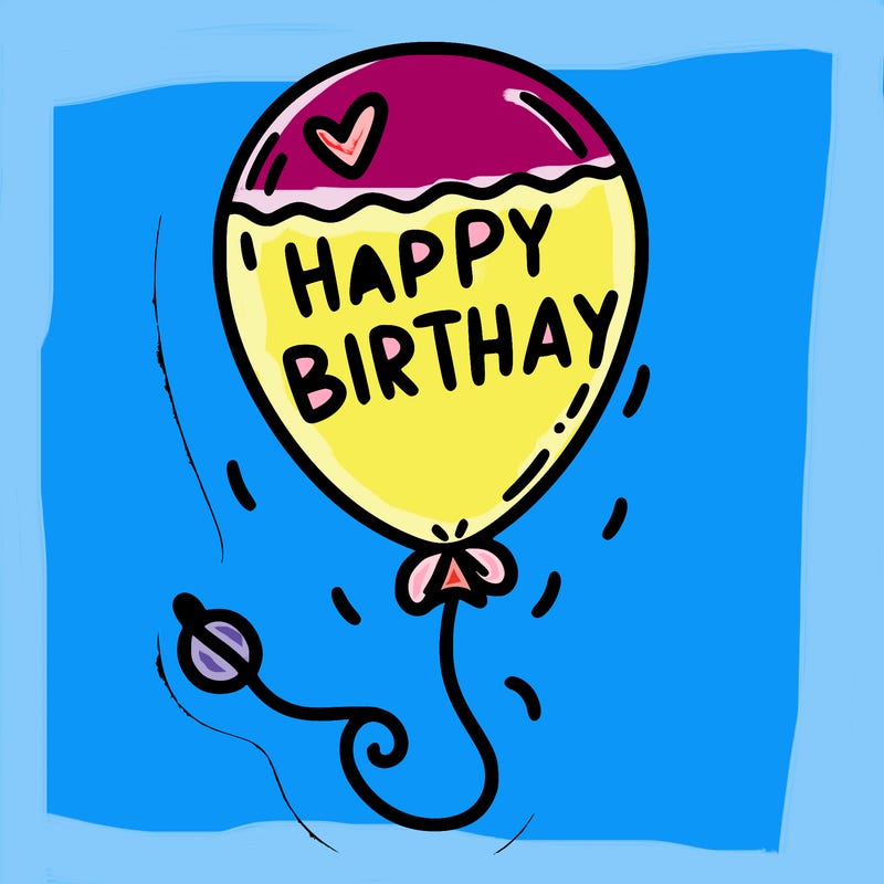 draws a happy birthday balloon