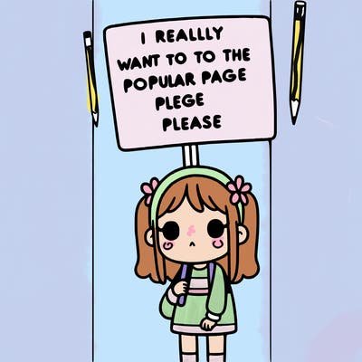 a girl holding a sign that says i really want to go to the popular page please