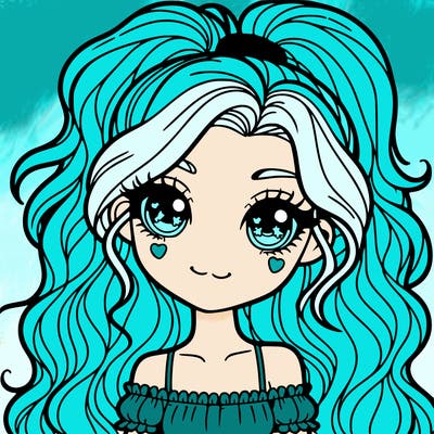 really pretty realistic girl with wavy hair and high ponytail