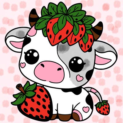 cute strawberry cow