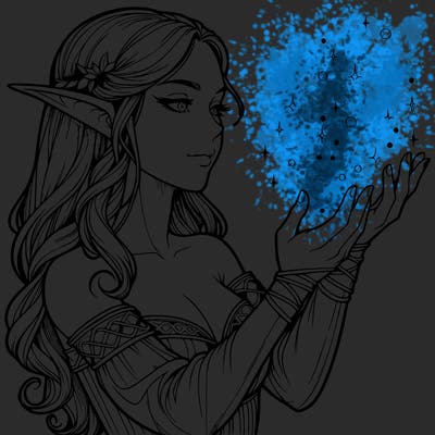 realistic elf girl doing magic