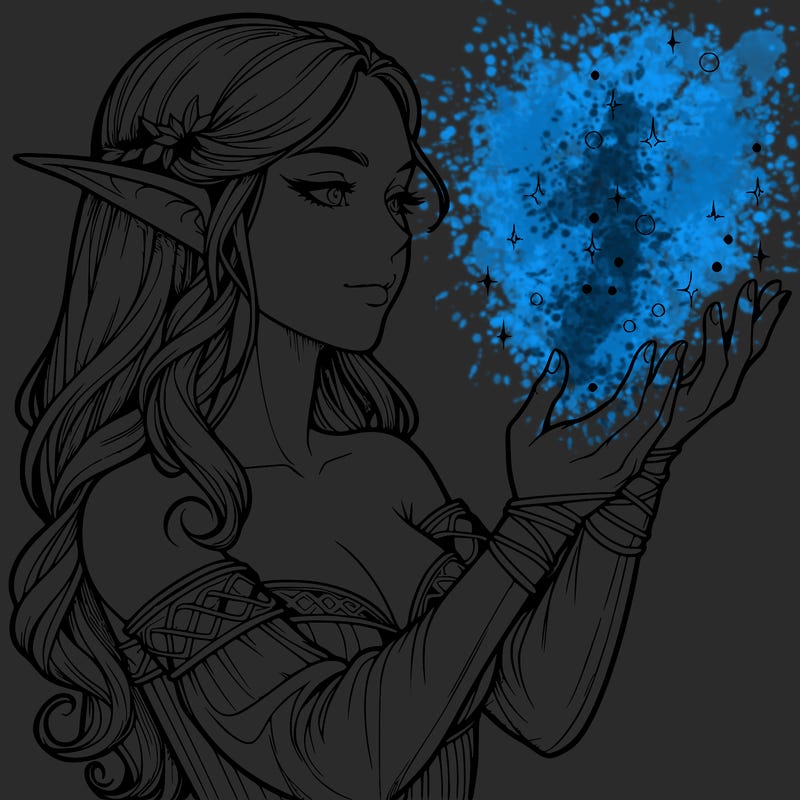 realistic elf girl doing magic