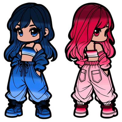 girl in crop top and baggy pants