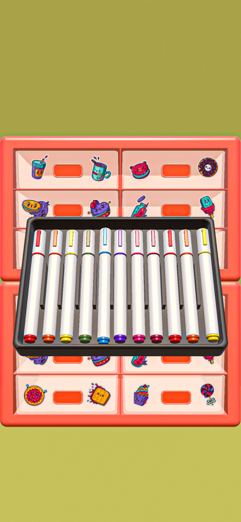 Restock & Refill Master! - Organizing colorful markers into a tray in the Restock and Refill Master game