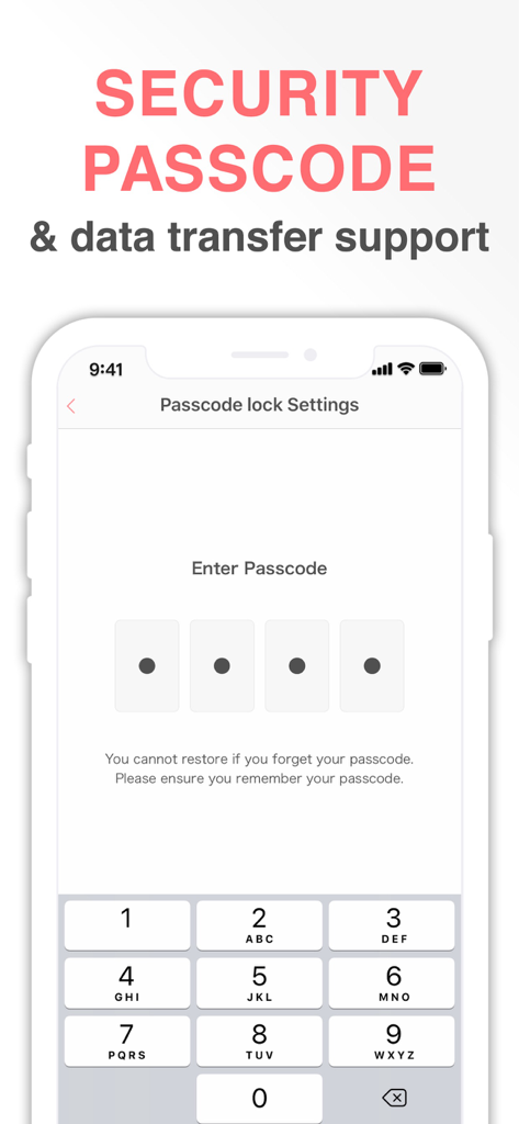 Pantalla de entrada de código de seguridad de la aplicación SmartDiet