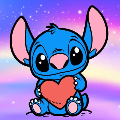 stich holding a heart