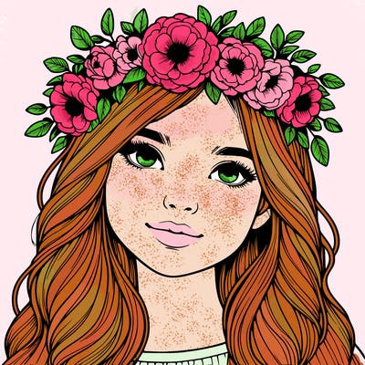 realistic girl with flower crown