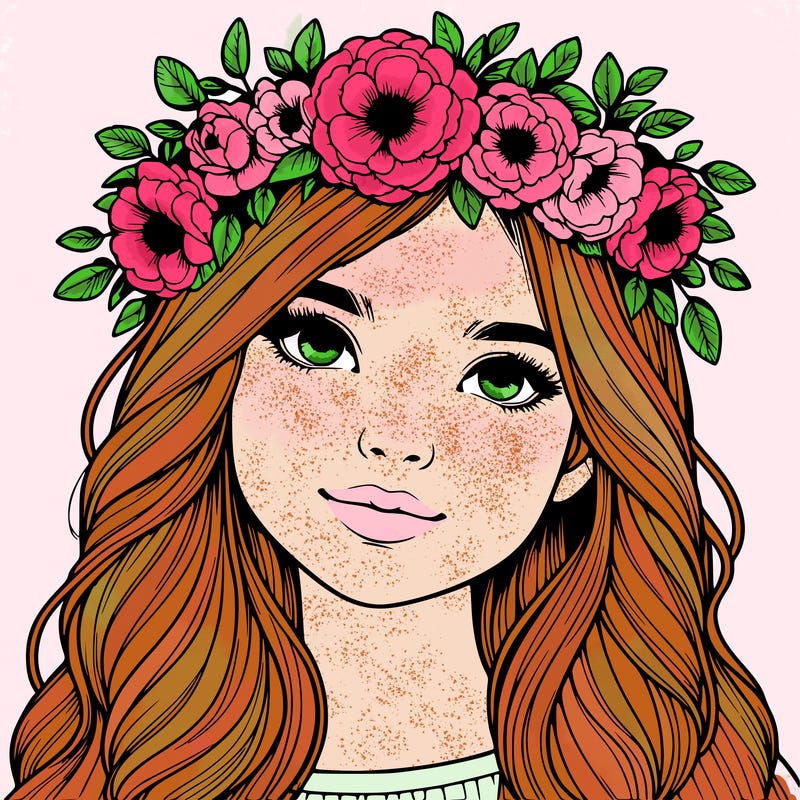 realistic girl with flower crown