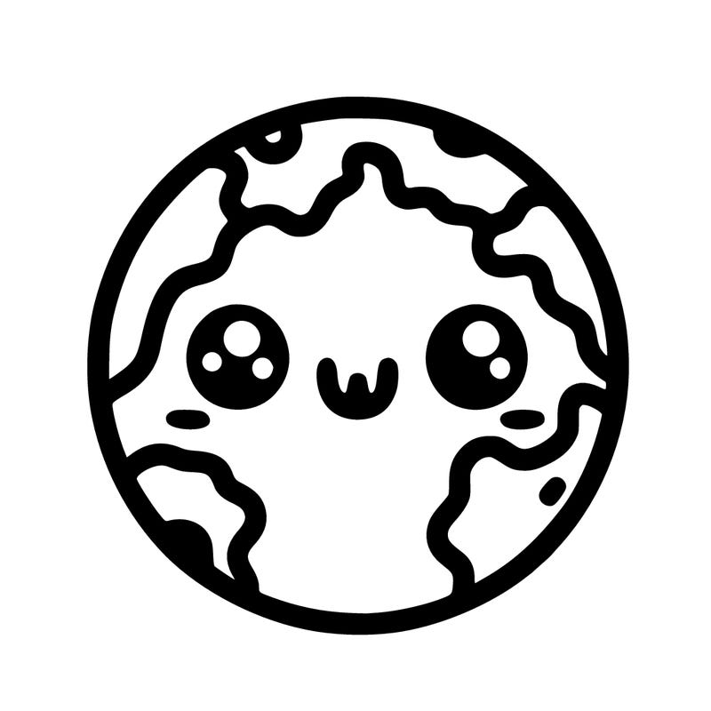 a earth with a face cute
