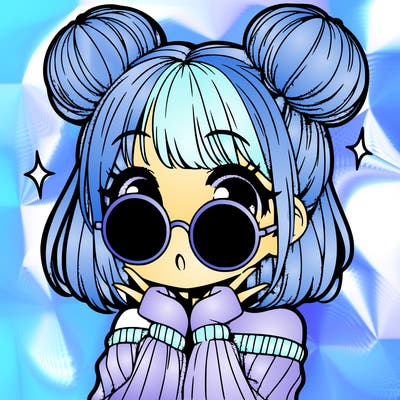 manga girl with hairbuns and sun shape sunglasses