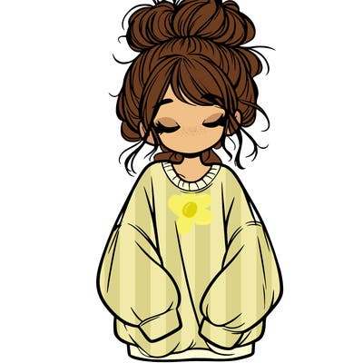 girl with baggy sweatshirt and messy bun