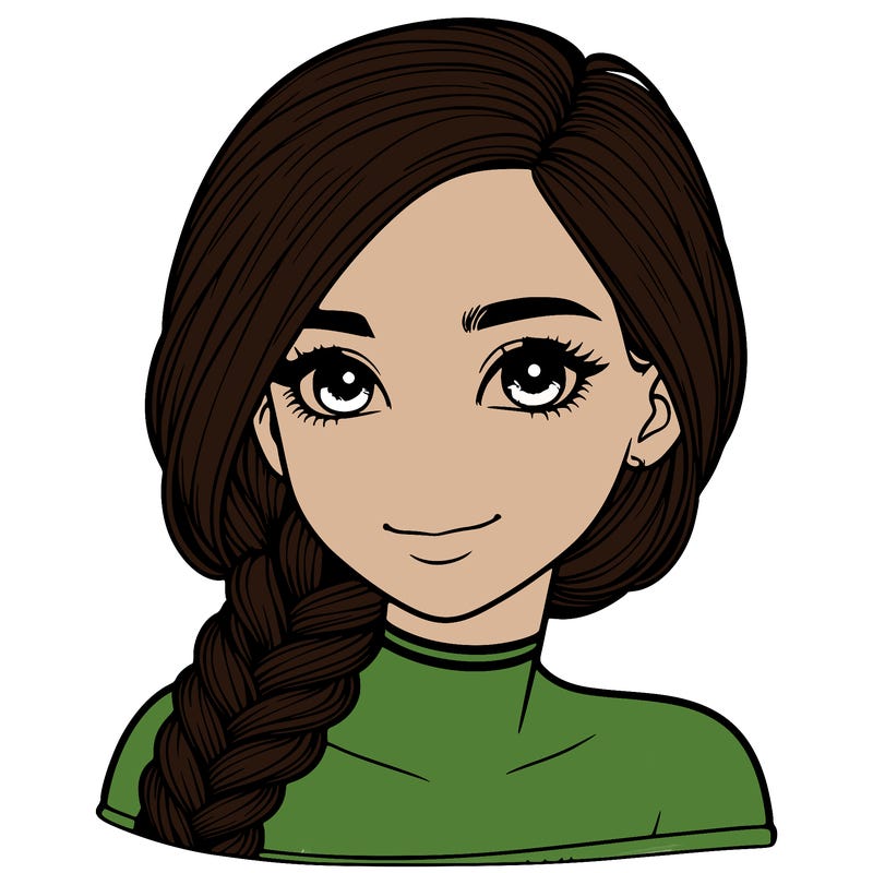 realistic girl with braided hair