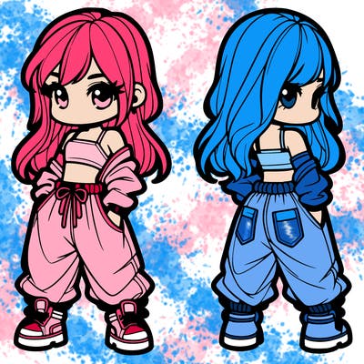 girl in crop top and baggy pants