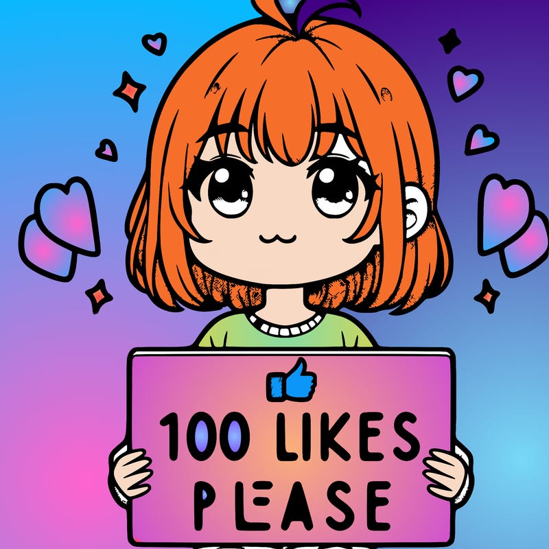 a cute girl holding 100 likes please  sign