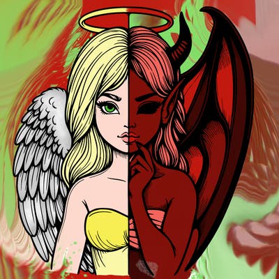 realistic angel half demon