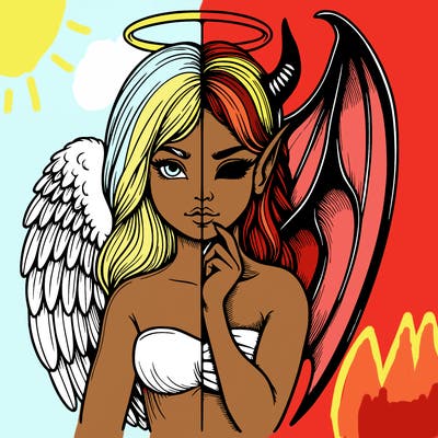 realistic angel half demon