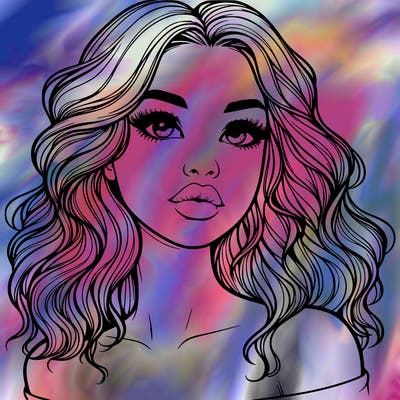 realistic girl with wavy hair and lips