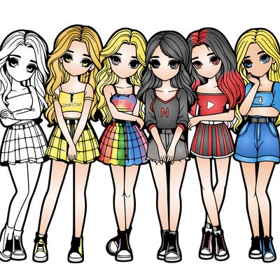 a group of girls realistic
