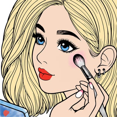 a realistic girl doing her makeup