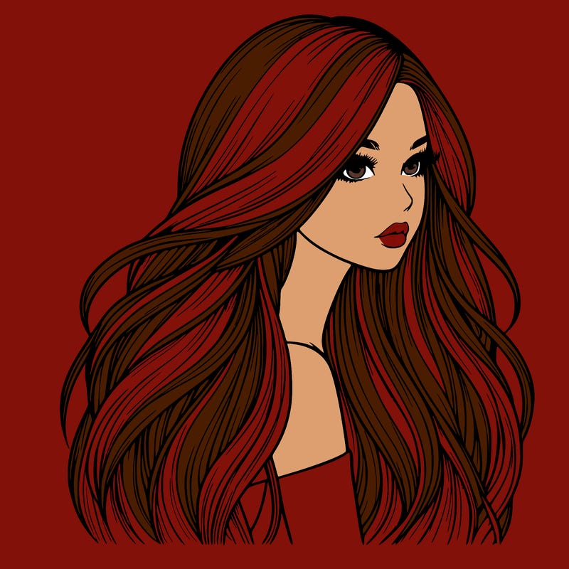 realistic girl with long realistic hair