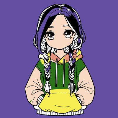 a realistic girl with a oversized hoodie and she has braids