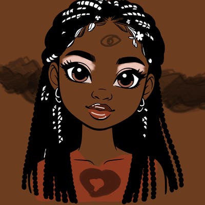 a realistic black girl with braids