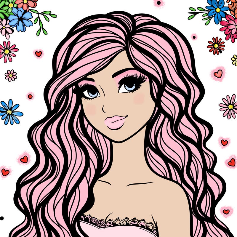 pretty woman with long wavy hair