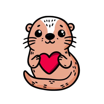 otter with a heart