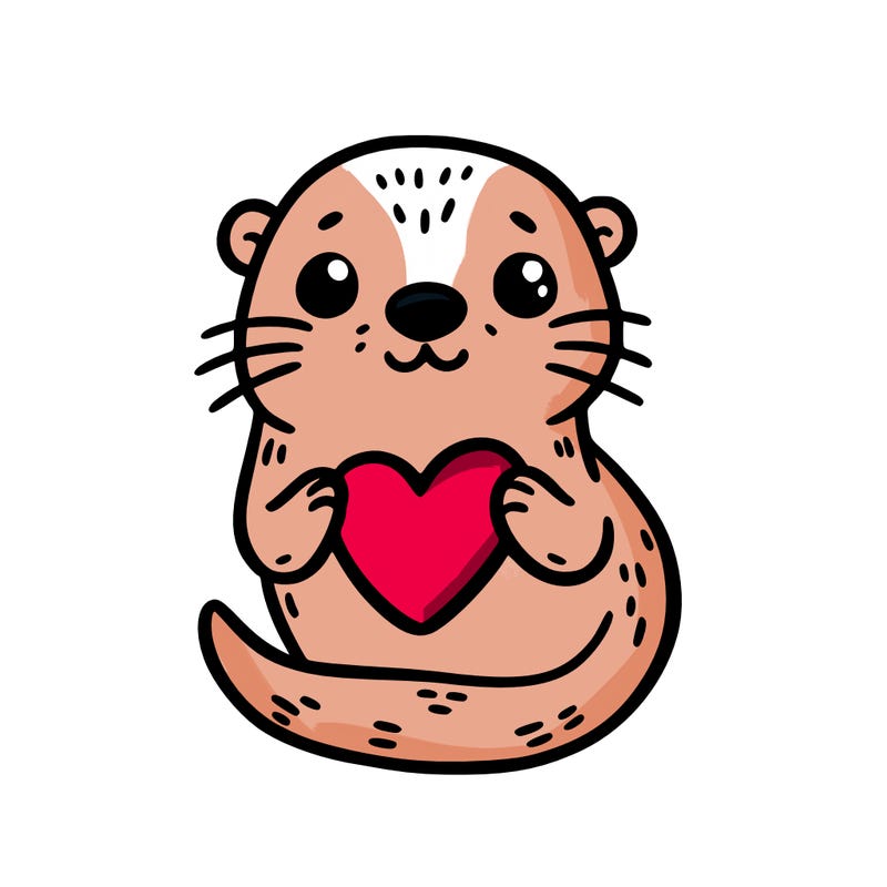 otter with a heart