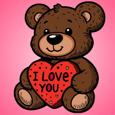 teddy bear holding an i love you heart