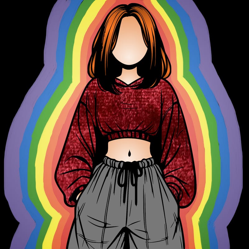 realistic girl faceless with baggy pants and a crop top
