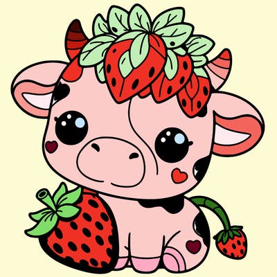 cute strawberry cow