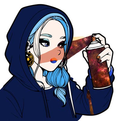 a realistic girl, spray painting